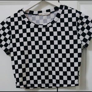 ♟Super-Soft Checkerboard Cropped Tee♟